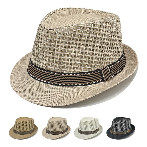 Straw trilby sun hat - hat, mens