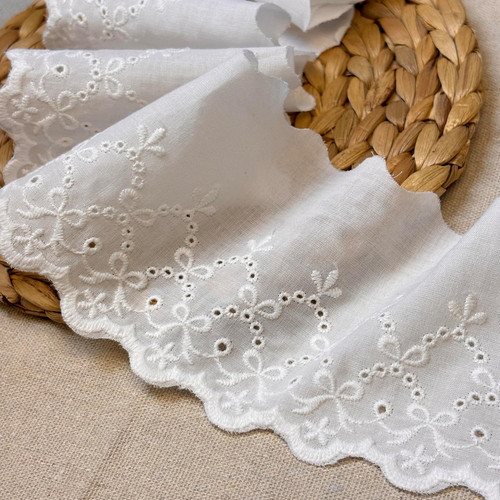Yards white cotton lace - cotton, trim