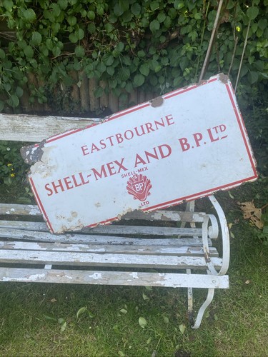 Vintage enamel sign shell mex - vintage,