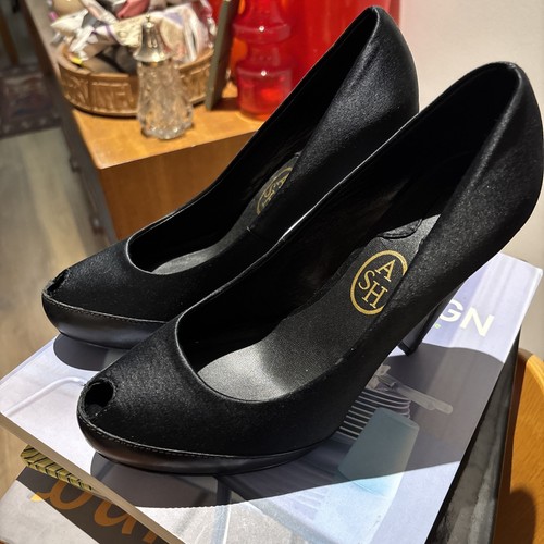Ash black satin evening shoes - black,
