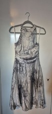 Coast Grey Silver Floral Halterneck Midi Dress Size UK 12