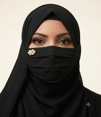 Black chiffon hijab face - hijab,