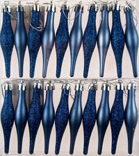 Christmas Tree Tear Drop Droplet Baubles Decorations - Navy Blue (Set of 20)