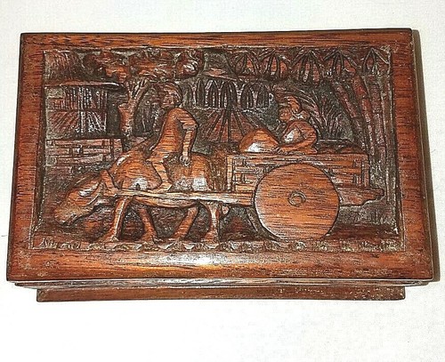 Carved wood trinket - trinket, marked