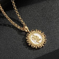 Premium Gold Plated St Christopher Pendant 22" Chain Catholic Men’s Necklace