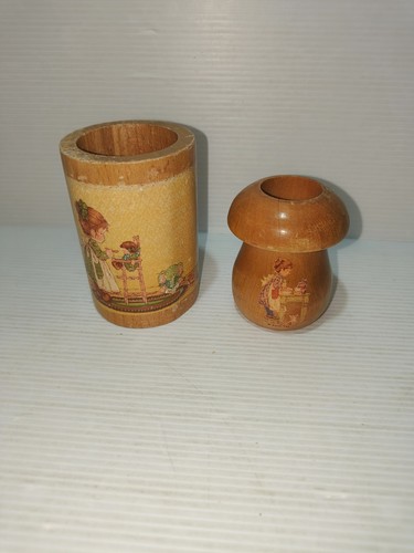 Two Sarah Kay Wooden Jars
