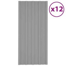 Roof Panels 12 pcs Galvanised Steel Grey 100x45 cm vidaXL
