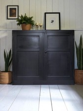 Vintage Mid Century Black Painted School Cupboard Larder Linen Toy Storage