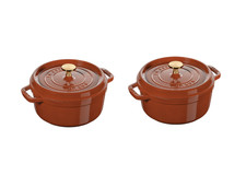 Special 2pcs Deal +FREE SHIPPING: STAUB CAST IRON ROUND COCOTTE 22CM, CINNAMON