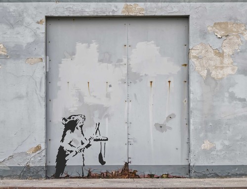 Banksy catapult rat - banksy,