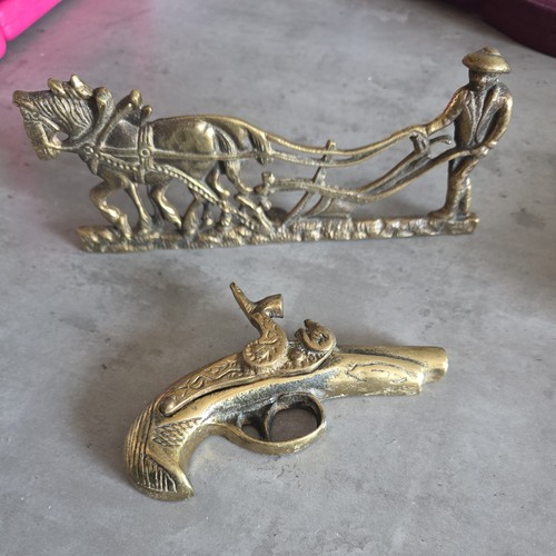 Brass horse and plough - horse,