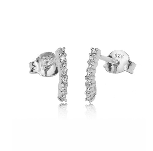 Diamond earrings silver stud - earrings,