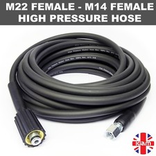 6m JCB High Pressure Washer Hose M22 x M14 Screw Thread Jet Wash