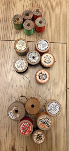Vintage wooden spools sewing - spools,