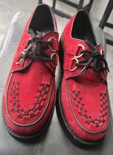 Kick Red Suede Brothel Creepers Shoes Size 12