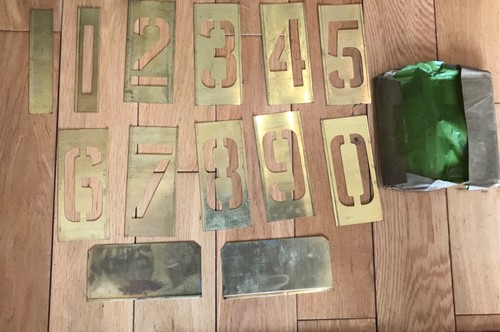 Vintage brass metal number - vintage,