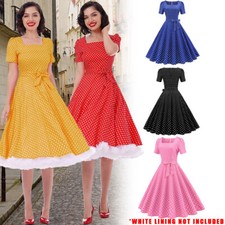 Retro Womens Polka Dot Swing Dress 50s 60s Rockabilly Cocktail Eveining Party