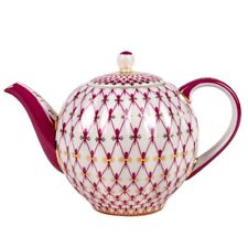 Imperial Porcelain Net Blues Tea Pot LFZ Lomonosov Porcelain Pink Teapot 20 oz