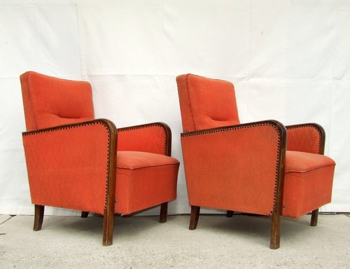 Pair art deco armchairs - of,