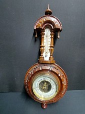 Antique Mahogany Banjo Barometer with Thermometer