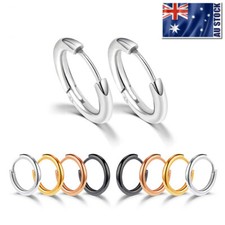 2PC Surgical Steel Huggie Hoop Sleeper Ring Earrings Lip Ear Nose Body Piercing