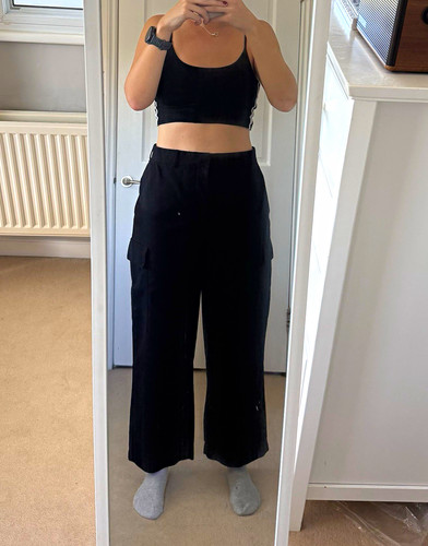Zara black wide leg cargo - black,