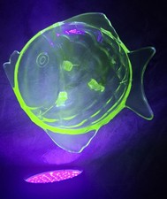 Rare Uranium Glass Fish Dish