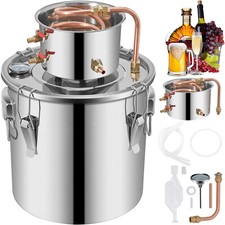 Alcohol Distiller 8Gal 30L Water Wine Stainless Steel Red Copper Pipe