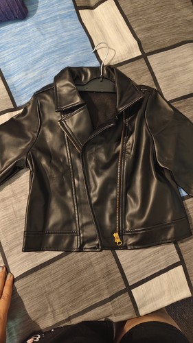 Girls black faux - black, leather