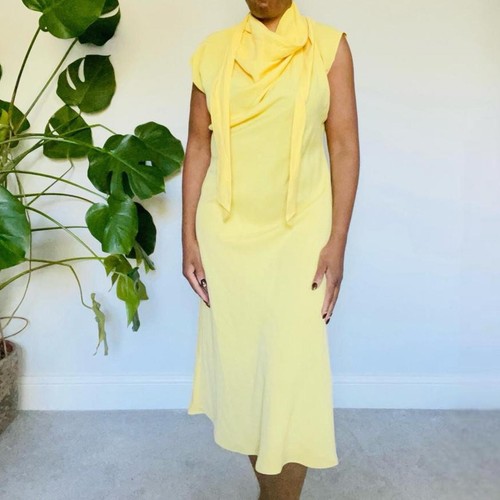 Zara yellow flowing midi dress - flowing,