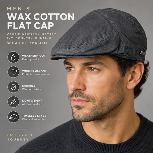 Men wax cotton flat cap - men's,