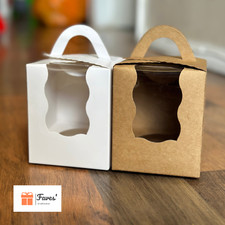 Single Cupcake Boxes Muffin Cookie Box with handle Clear Window Wedding Birthday