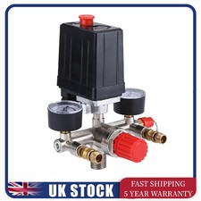 Air Compressor Pressure Switch Control Valve Manifold Regulator Gauges 230V UK