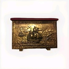 Vintage Antique Embossed Brass