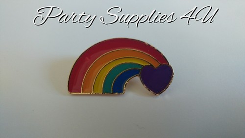 Rainbow purple love heart pin - purple,