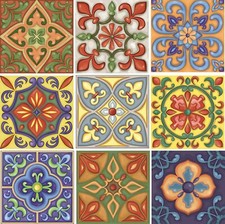 Traditional Spanish Tile transfers Stickers Vintage Victorian Moroccan Mosaic