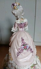 Antique Italian Capodimonte lace Porcelain Figurine  Lady with bracelet 7.75"H 