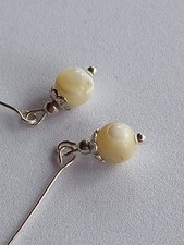 Vintage Doll Earrings M.O.Pearl 1.4cm Beads Jewellery Vintage Bisque Jumeau Bru