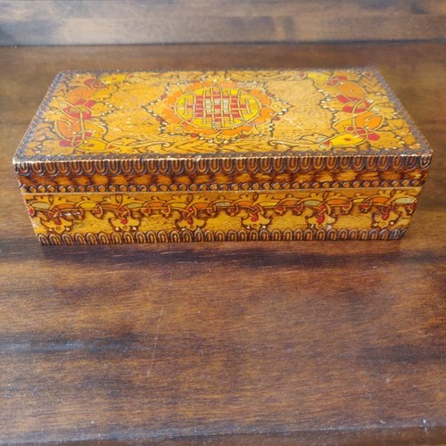 Vintage pyrography pine and