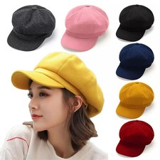 Ladies Women Girl Wool Blend Baker Boy Peaked Cap Newsboy Hat Retro Beret Cap UK