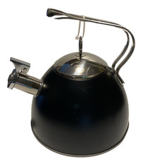 Crofton 2 Quart Silver Black Tea Kettle Stainless Steel Construction Whistle