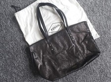 Fossil silver/black leather