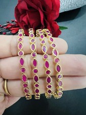 Indian Pakistani 22 ct gold plated high quality zirconia bangles size 2.8