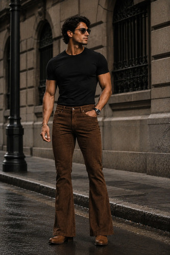 Men brown flared - men,