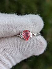 18ct 750 White Gold Padparadscha Sapphire Ring Size O-N UK, 7 US, Certified 