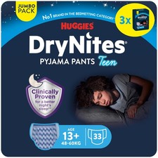 DryNites, Pyjama Pants, Boys 13+ Years (48-60KG), 33 x Bedwetting Pants,