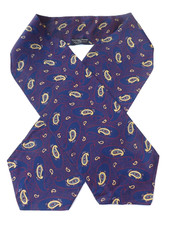 Vintage TOOTAL Black Label 1950s 1960s Cravat Ascot Dark Blue Paisley Design