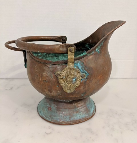 Antique copper coal scuttle - antique,