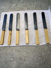 Sheffield Faux Bone Handle Dinner Knives, Vintage, 6-Pack