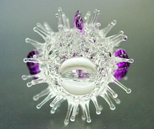 Spiky glass fish figurine - glass,